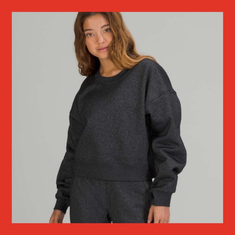 🎈Lululemon Perfectly Oversized Cropped Crew *Spark Black 4